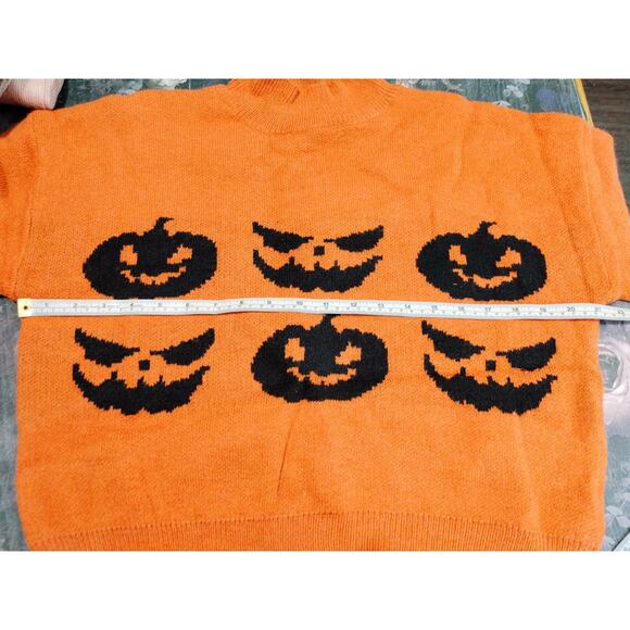 Zaful Mock Neck Sweater Knitted Halloween Pumpkin Orange Black Womens 8-10 NWT - Picture 6 of 7